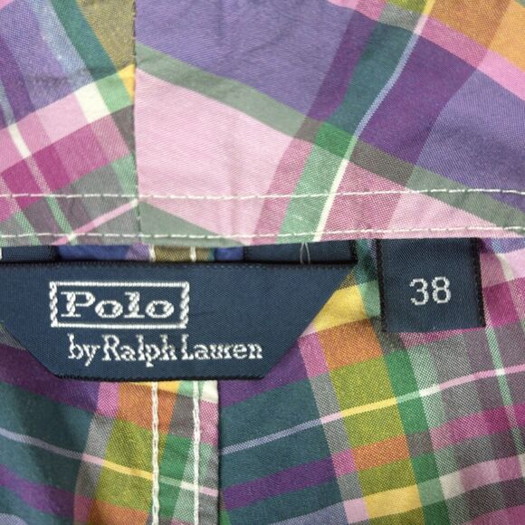 Polo Ralph Lauren Board Shorts‎ Mens 38 Pink Plaid Drawstring Preppy Green Pony - Picture 8 of 16